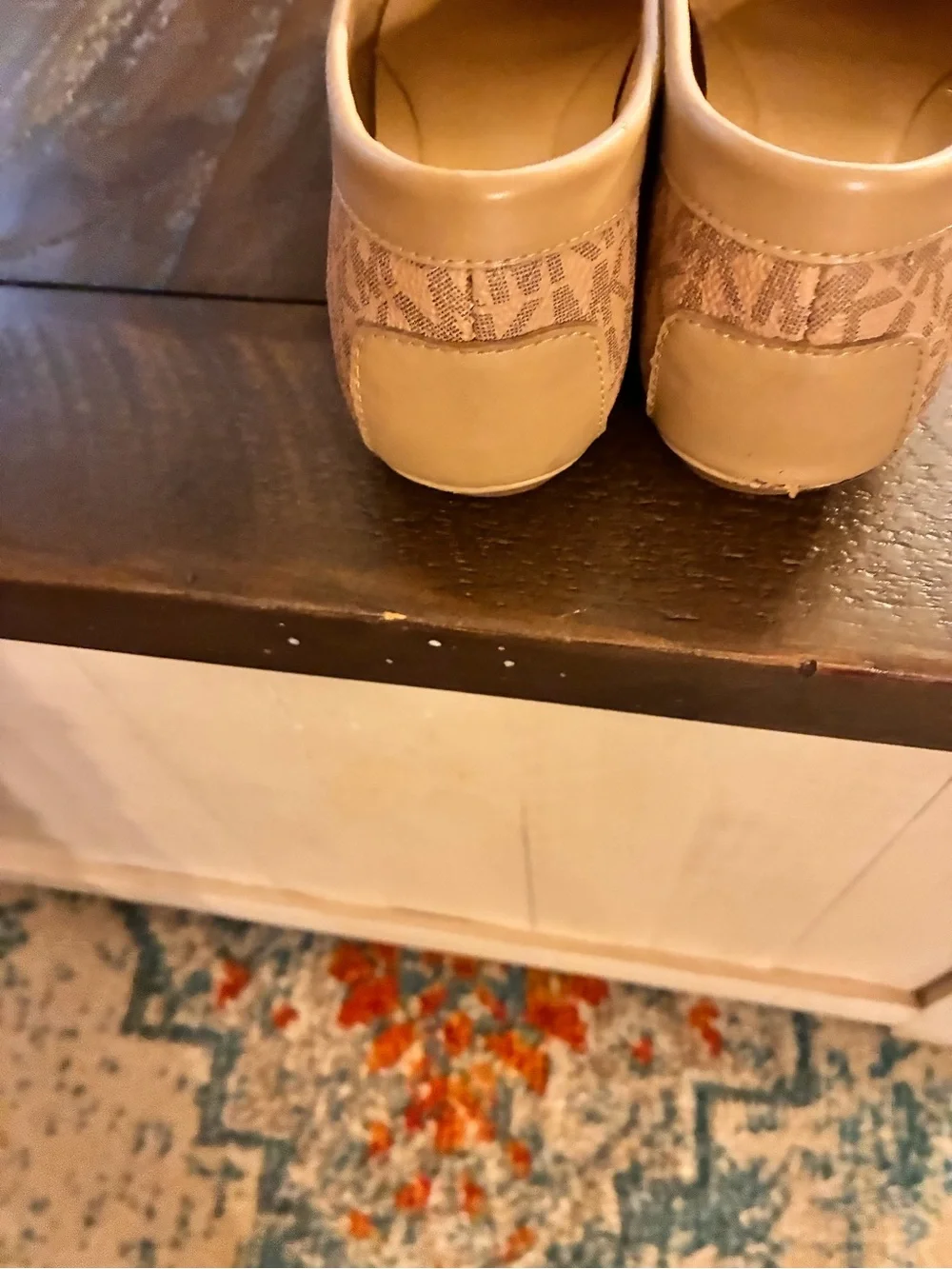 Michael Kors Beige/Tan MK Logo Penny Loafers